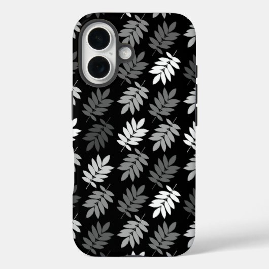 Ouder bladpatroon zwart wit grijs Case-Mate iPhone case (Achterkant)