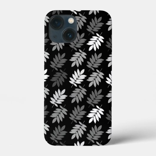 Ouder bladpatroon zwart wit grijs Case-Mate iPhone case (Achterkant)