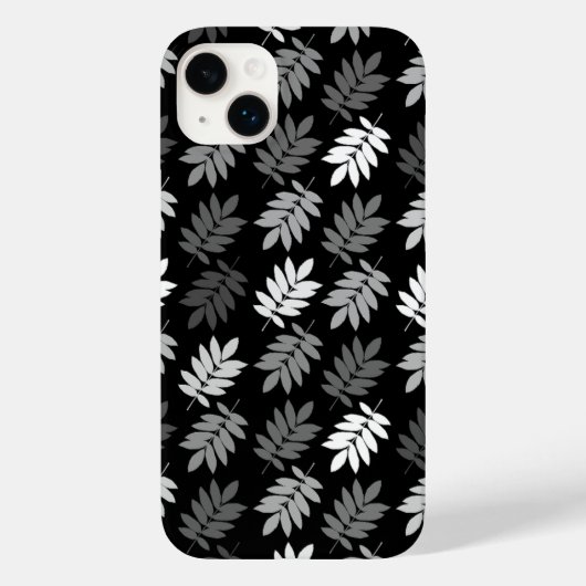Ouder bladpatroon zwart wit grijs Case-Mate iPhone case (Achterkant)