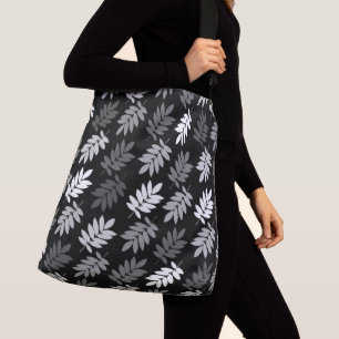 Ouder bladpatroon zwart wit grijs crossbody tas
