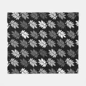 Ouder bladpatroon zwart wit grijs fleece deken (Voorkant (Horizontaal))