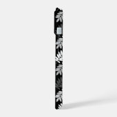 Ouder bladpatroon zwart wit grijs iPhone 15 case (Linkerkant)