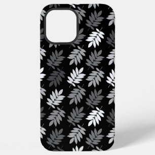 Ouder bladpatroon zwart wit grijs iPhone 12 pro max hoesje
