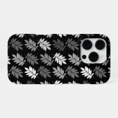Ouder bladpatroon zwart wit grijs iPhone hoesje (Achterkant horizontaal)