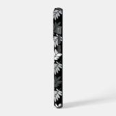 Ouder bladpatroon zwart wit grijs iPhone hoesje (Linkerkant)