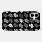 Ouder bladpatroon zwart wit grijs iPhone hoesje (Achterkant horizontaal)