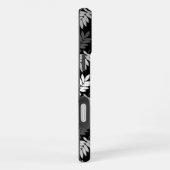 Ouder bladpatroon zwart wit grijs iPhone hoesje (Rechterkant)