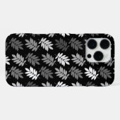 Ouder bladpatroon zwart wit grijs iPhone hoesje (Achterkant horizontaal)