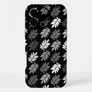 Ouder bladpatroon zwart wit grijs iPhone 16 pro max hoesje