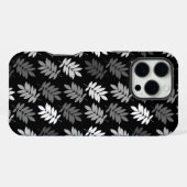 Ouder bladpatroon zwart wit grijs iPhone hoesje (Achterkant horizontaal)