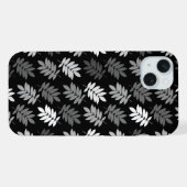 Ouder bladpatroon zwart wit grijs iPhone hoesje (Achterkant horizontaal)