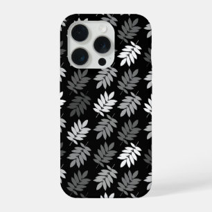 Ouder bladpatroon zwart wit grijs iPhone 15 pro case