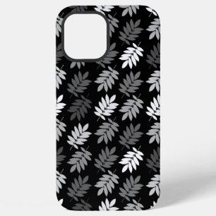 Ouder bladpatroon zwart wit grijs iPhone 12 pro max hoesje