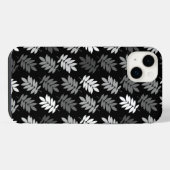 Ouder bladpatroon zwart wit grijs iPhone hoesje (Achterkant horizontaal)