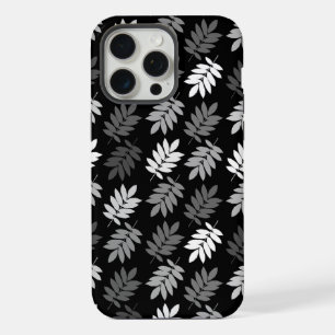 Ouder bladpatroon zwart wit grijs iPhone 15 pro max case