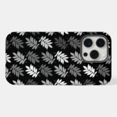 Ouder bladpatroon zwart wit grijs iPhone hoesje (Achterkant horizontaal)