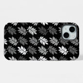 Ouder bladpatroon zwart wit grijs iPhone hoesje (Achterkant horizontaal)