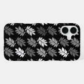 Ouder bladpatroon zwart wit grijs iPhone hoesje (Achterkant horizontaal)