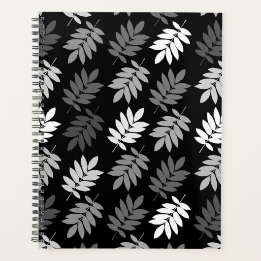 Ouder bladpatroon zwart wit grijs planner (Voorkant)