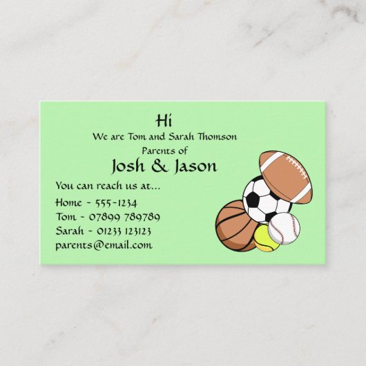 Ouder Contact Visitekaartje (Voorkant)