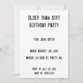 Ouder dan Dirt Birthday Party Invitation Kaart (Achterkant)
