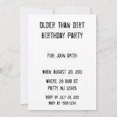 Ouder dan Dirt Birthday Party Invitation Kaart (Achterkant)