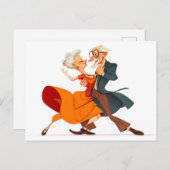 Ouder echtpaar danst gracieus in levendige kledij feestdagenkaart (Voorkant / Achterkant)