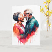 Ouder echtpaar in romantische omhelzing kaart (Gele Bloem)