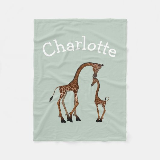 Ouder en Baby Giraffe gepersonaliseerd Fleece Deken (Voorkant)