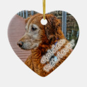 OUDER GOLDEN RETRIEVER OP DOCK KERAMISCH ORNAMENT (Voorkant)