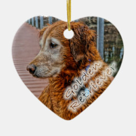 OUDER GOLDEN RETRIEVER OP DOCK KERAMISCH ORNAMENT