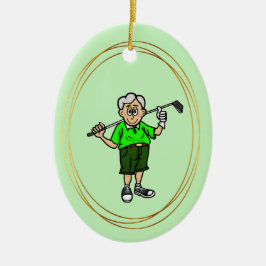 Ouder Grijs Haar Mannelijk Golfer Ornament