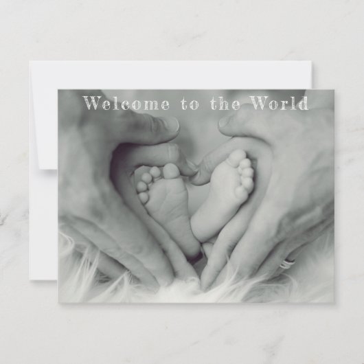Ouder Handen en Baby Voeten Welkom op de Wereld Aankondiging (Voorkant)