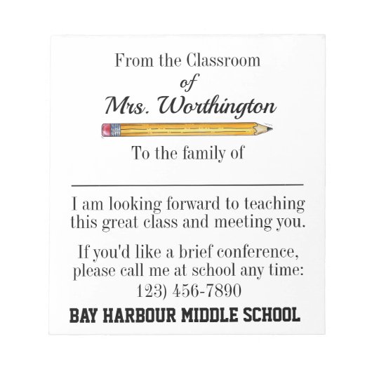 Ouder Intro. Schoolnotitieblok Notitieblok (Voorkant)