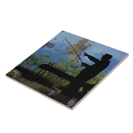 Ouder Man Gevist pensioen keramische Tegel Tegeltje (Zijkant)