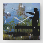 Ouder Man Gevist Retirement Wall Clock Vierkante Klok (Voorkant)