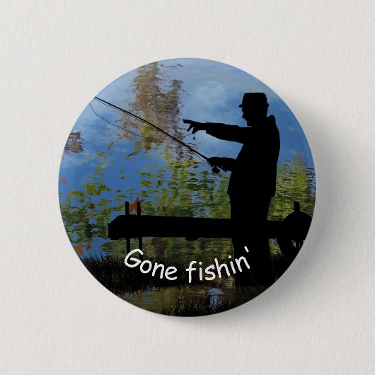 Ouder Man Gevist Silhouette Pin Button (Voorkant)