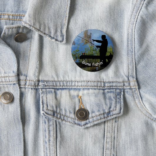 Ouder Man Gevist Silhouette Pin Button (In situ)