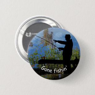 Ouder Man Gevist Silhouette Pin Button