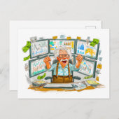 Ouder man viert succes op aandelenmarkt vreugdevol feestdagenkaart (Voorkant / Achterkant)