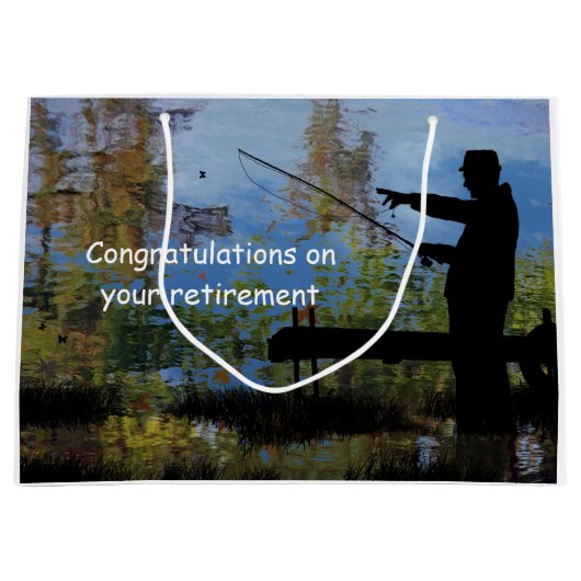 Ouder Man Vist Pensioencadeau Groot Cadeauzakje (Voorkant)