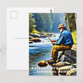 *~* Ouder Man Vist Stream AP49 Stream Briefkaart (Voorkant / Achterkant)