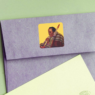 Ouder Native Amerikaanse mannelijke veren vredespi Vierkante Sticker