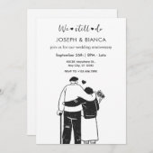 Ouder paar illustratie trouwdag kaart (Voorkant / Achterkant)