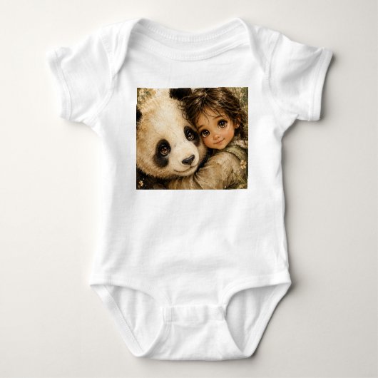 Ouder Panda en schattig aanhankelijk kind Romper (Voorkant)