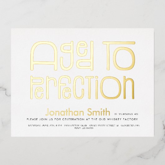 Ouder tot in de perfectie verjaardagsfeestje van m folie uitnodiging briefkaart (Voorkant)