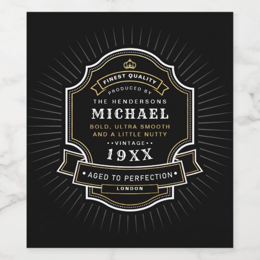 Ouder tot perfectie Naam & Geboorte Jaar Verjaarda Wijn Etiket (Enkel label)