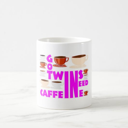 ouder van tweeling heeft cafeïne nodig koffiemok (Center)