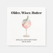 Ouder, Wijzer, Heetere Verjaardagscocktail Servet (Voorkant)