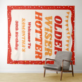 Ouder Wijzer Heetser Retro Rode Verjaardagsachterg Wandkleed (In Situ (horizontaal))